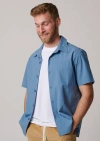 Leisure Lab Short Sleeve Cotton Button Up In Pacific