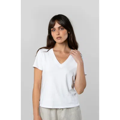 Leisure Lab Supima V-neck In White