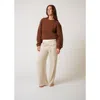 Leisure Lab Women Quilt Crewneck Sweater In Chocolate