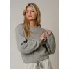 Leisure Lab Women Quilt Crewneck Sweater In Heathered Gray