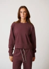 Leisure Lab Womens Cotton Lounge Crew In Wine