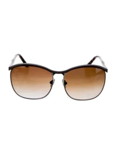 Pre-owned Leisure Society Oversize Gradient Sunglasses In Brown