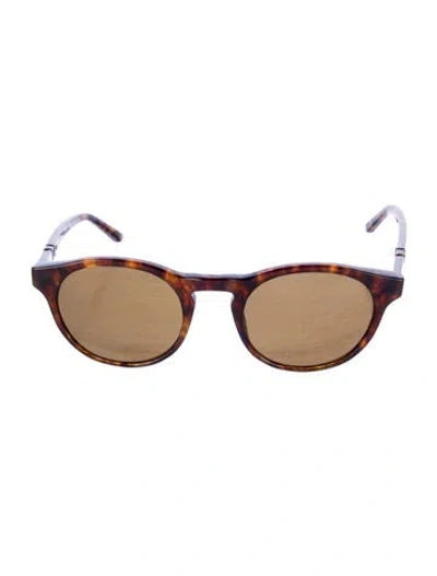Pre-owned Leisure Society Round Mirrored Sunglasses In Brown