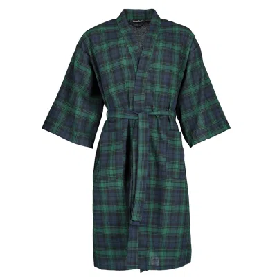Leisureland Men's Plaid Broadcloth Robe In Green