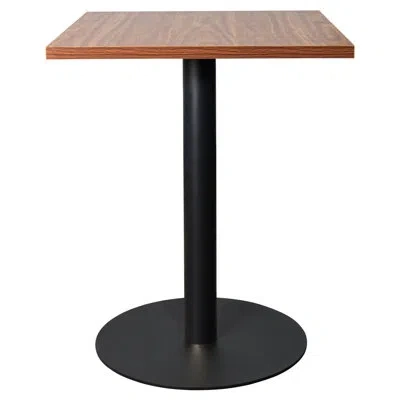 Leisuremod 24" Square Mdf Top Dining Table With Round Pedestal Stainless Steel Base – Seats 2–3 People, Kitchen In Cognac Brown
