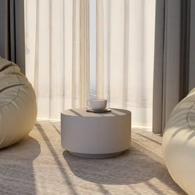 Leisuremod 36" Fiberstone Round Floating Coffee Table - Indoor/outdoor Centerpiece For Living Room, Patio, And  In Gray