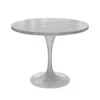 Leisuremod 36 Round Dining Table, White Base With Sintered Stone White Top In White