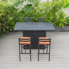 Leisuremod 5-piece Patio Dining Bar Set Aluminum Rectangular Fire Pit Table With Tank Holder And 4 Barstool Wit In Multi