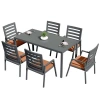 Leisuremod 7-piece Patio Dining Set 78-118" Wide Rectangular Extendable Aluminum Dining Table And 6 Dining Armc In Multi