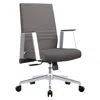 Leisuremod Aleen Office Chair In Upholstered Leather And Iron Frame With Swivel And Tilt In Gray