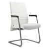 Leisuremod Aleen Series Guest Office Chair In White Leather
