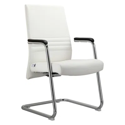 Leisuremod Aleen Series Guest Office Chair In White Leather