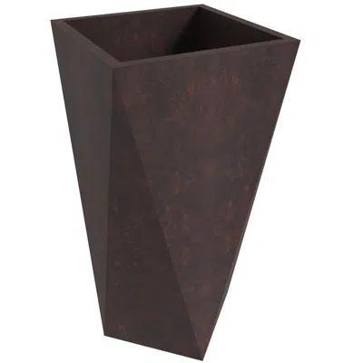 LEISUREMOD ALOE SERIES POLYSTONE PLANTER IN BROWN, 17 X 17, 34.6 HIGH