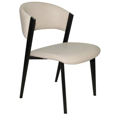Leisuremod Aspen Collection Modern Dining Chair Black Frame In Light Grey In Neutral
