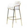 Leisuremod Axis Collection Modern Gold Bar Height Chair In White In White