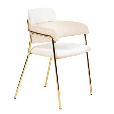 LEISUREMOD AXIS COLLECTION MODERN GOLD DINING CHAIR IN BEIGE