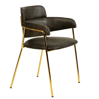 Leisuremod Axis Collection Modern Gold Dining Chair In Charcoal In Black