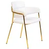 Leisuremod Axis Collection Modern Gold Dining Chair In White In Gold