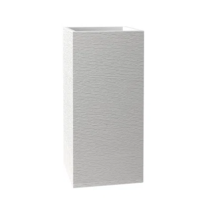 LEISUREMOD BASALT SERIES POLY STONE PLANTER 11" SQUARE 23.6" HIGH IN WHITE