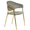 Leisuremod Bella Collection Modern Dining Chair In Light Grey In Gold