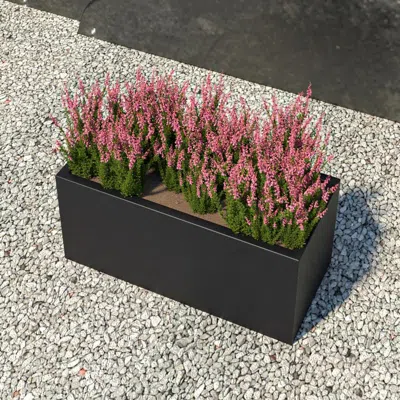 Leisuremod Bloom Series Poly Stone Planter 9", 19.7" Long In Black