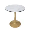 Leisuremod Bristol 24" Round Dining Table Gold Base With Marbled White Top In Gold