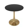 Leisuremod Bristol 27" Round Dining Table Gold Base With Black Top In Black