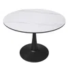 Leisuremod Bristol 40" Round Dining Table Black Base With White Sintered Stone Top In White