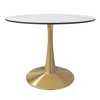 Leisuremod Bristol 40" Round Dining Table Gold Base With White Sintered Stone Top In Gold