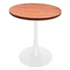 Leisuremod Bristol Dining Table, White Base With 27" Round Cognac Brown Mdf Top In Brown