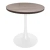 Leisuremod Bristol Dining Table, White Base With 27" Round Dark Walnut Mdf Top In Brown