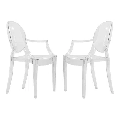 Leisuremod Carroll Modern Acrylic Dining Side Chair, Set Of 2 In Transparent