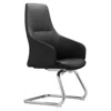 Leisuremod Celeste Series Guest Office Chair In Black Leather In Black