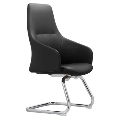 Leisuremod Celeste Series Guest Office Chair In Black Leather