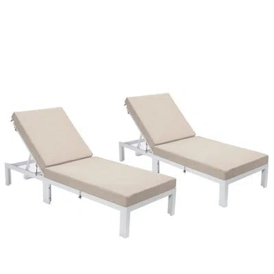 Leisuremod Chelsea 74.8" Long Reclining Single Chaise With Cushions In Brown