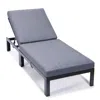 Leisuremod Chelsea Modern Outdoor Chaise Lounge Chair With Cushions In Gray