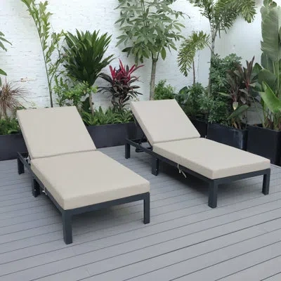 Leisuremod Chelsea Modern Outdoor Chaise Lounge Chair With Cushions Set Of 2 In Animal Print