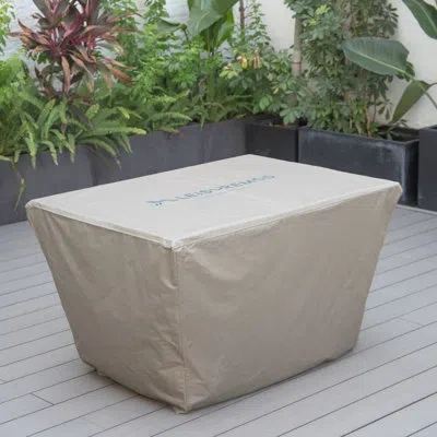 Leisuremod Chelsea Waterproof Fabric Rectangle Fire Pit Table Cover In Gray
