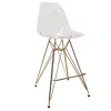 Leisuremod Cresco Modern Acrylic Barstool With Gold Chrome Base And Footrest In White