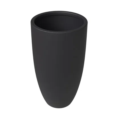 LEISUREMOD CRETE SERIES POLY STONE PLANTER IN BLACK 13.4 DIA, 23.6 HIGH