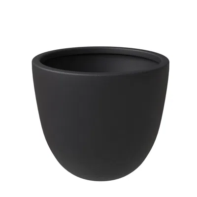 Leisuremod Dahlia Series Poly Stone Planter In Black 17.5 Dia, 13.6 High