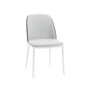 Leisuremod Dining Side Chair With Velvet Seat And White Powder-coated Steel Frame In White