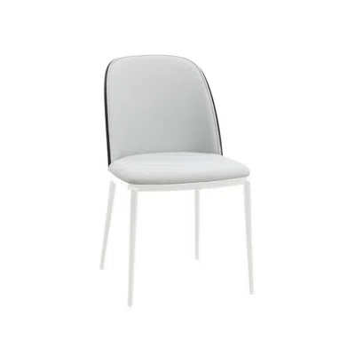 Leisuremod Dining Side Chair With Velvet Seat And White Powder-coated Steel Frame