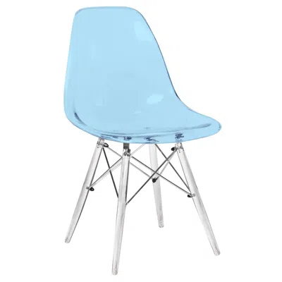 Leisuremod Dover Molded Side Chair With Acrylic Base In Blue