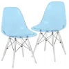 Leisuremod Dover Molded Side Chair With Acrylic Base, Set Of 2 In Blue