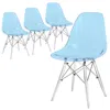 Leisuremod Dover Molded Side Chair With Acrylic Base, Set Of 4 In Blue