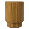 Leisuremod Eden Collection Fiberglass Outdoor Side Table In Wood Brown In Brown