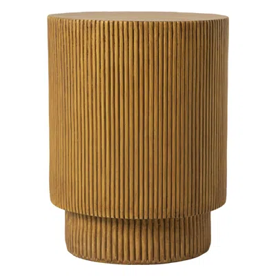 Leisuremod Eden Collection Fiberglass Outdoor Side Table In Wood Brown