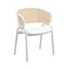 Leisuremod Ervilla Modern Dining Chair With White Powder Coated Steel Legs And Wicker Back In White