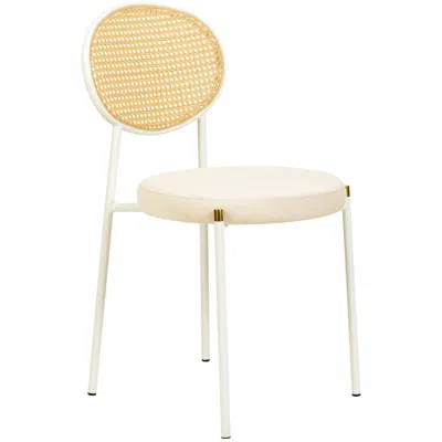 Leisuremod Euston Collection Modern Dining Chair White Frame In Beige In Neutral